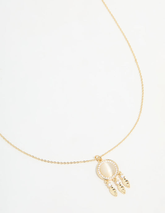 Gold Plated Dream Catcher Necklace