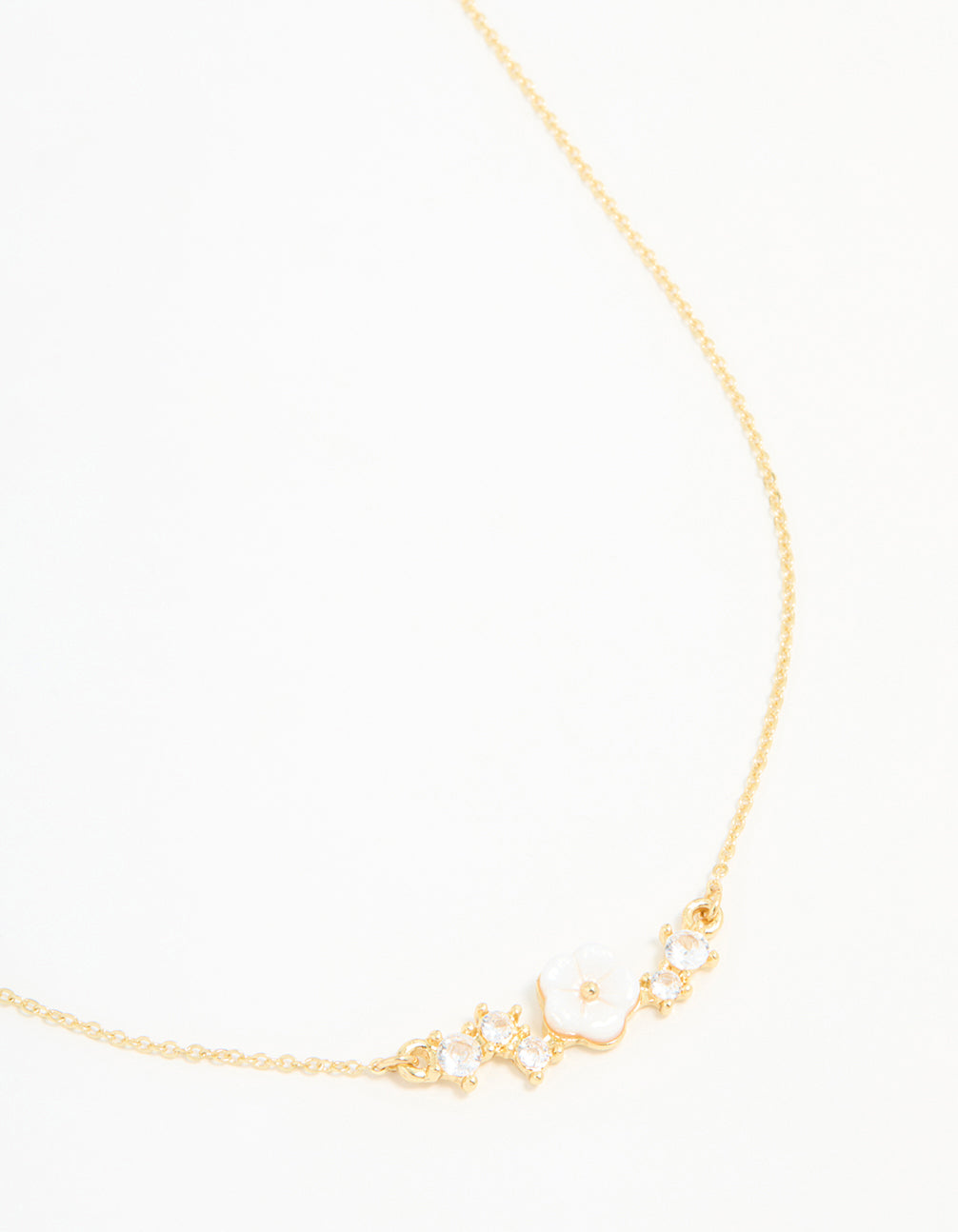 Gold Plated Cubic Zirconia Flower Necklace