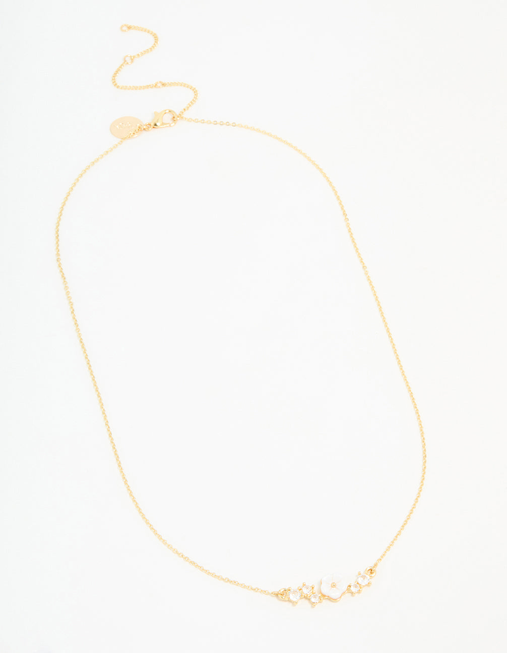 Gold Plated Cubic Zirconia Flower Necklace