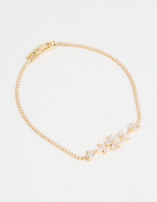 Gold Plated Flower Cupchain Bracelet