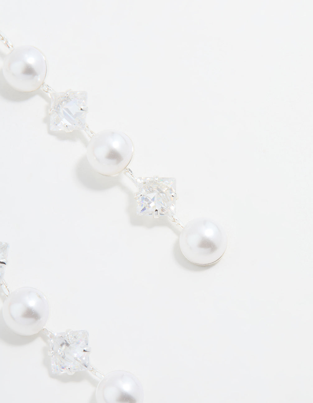 Silver Plated Cubic Zirconia & Pearl Drop Earrings
