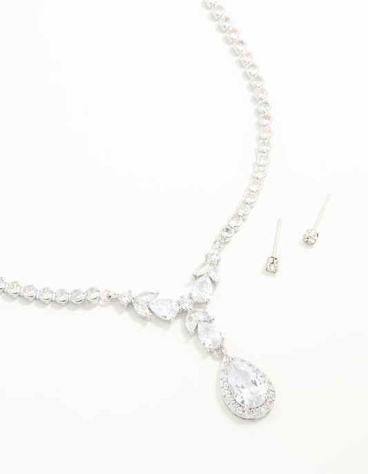 Silver Plated Vine Necklace & Earring Set