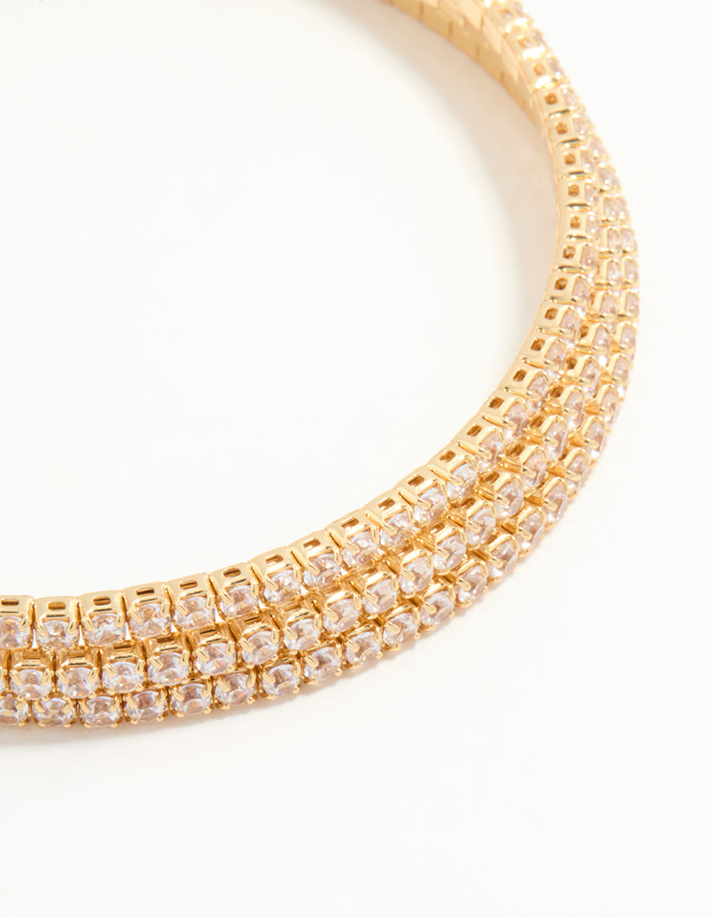 Gold Plated Diamante Triple Cupchain Wrist Cuff
