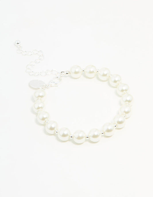 Silver Plated Pearl Chain Bracelet