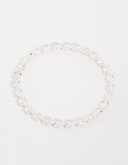 Silver Plated Cubic Zirconia Tennis Bracelet
