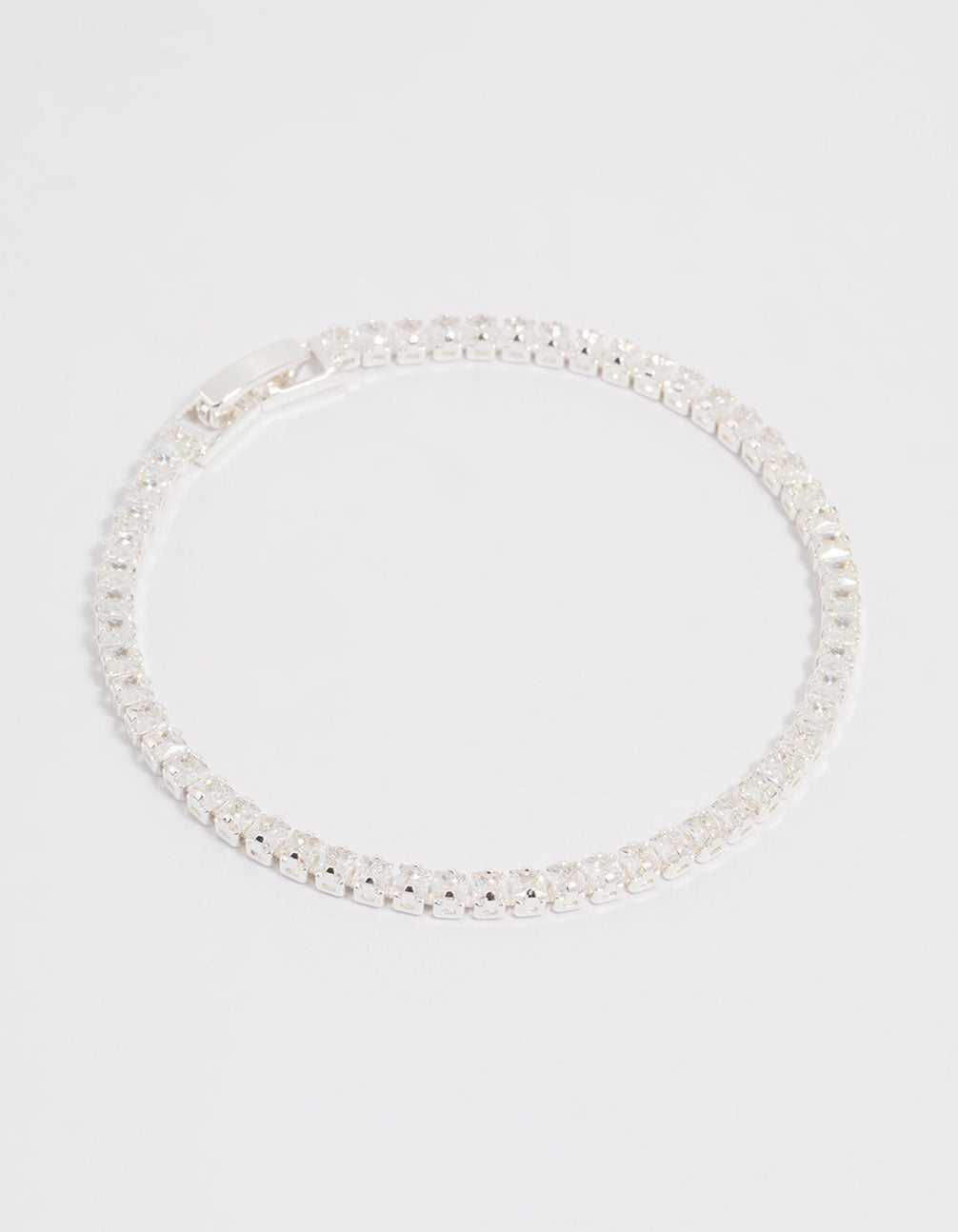 Silver Plated Cubic Zirconia Baguette Tennis Bracelet
