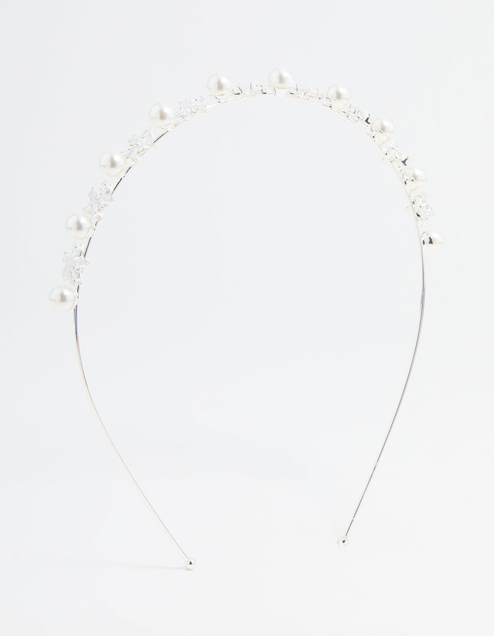 Silver Pearl Flower Headband