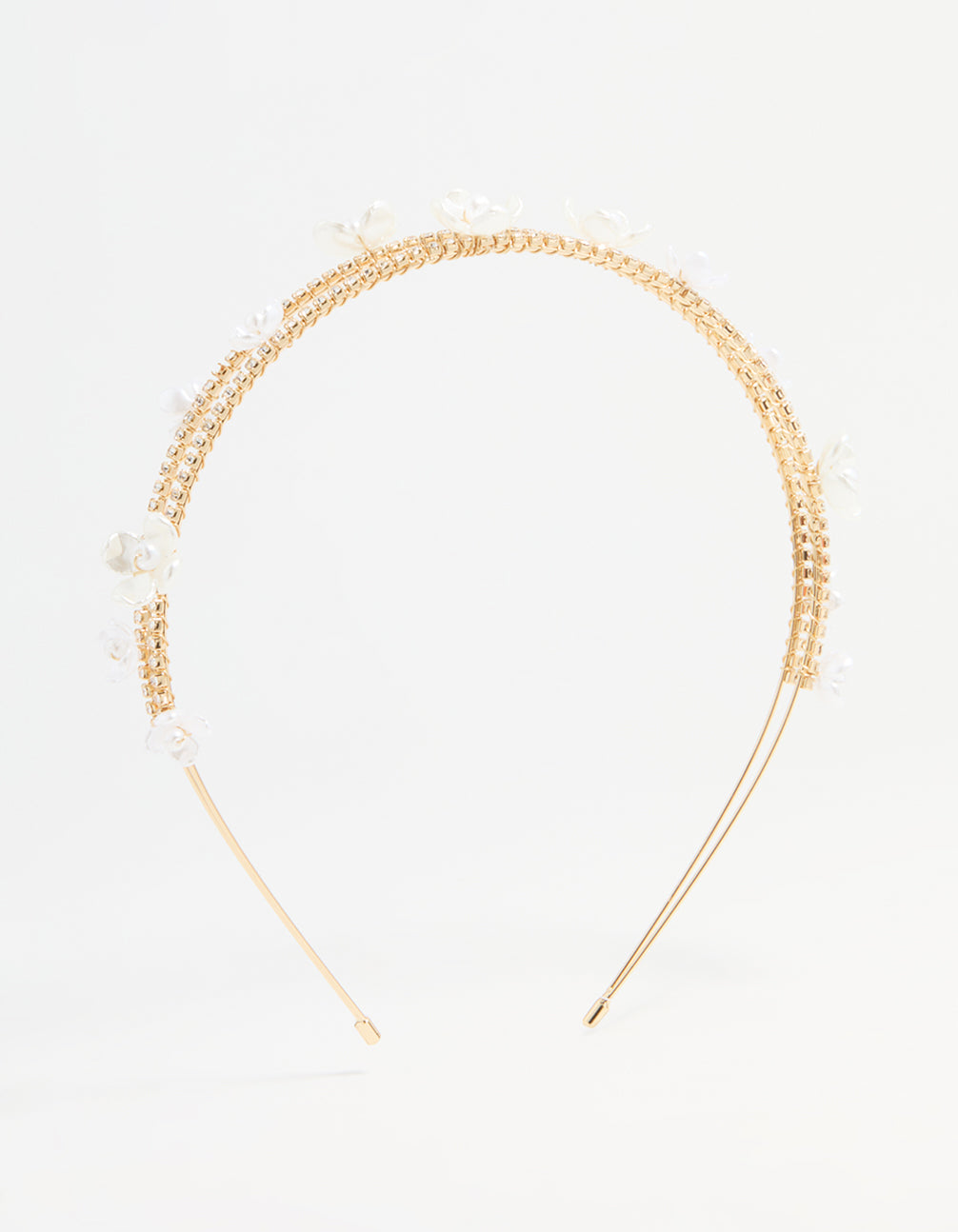 Gold Plated Pearl Layered Flower Headband