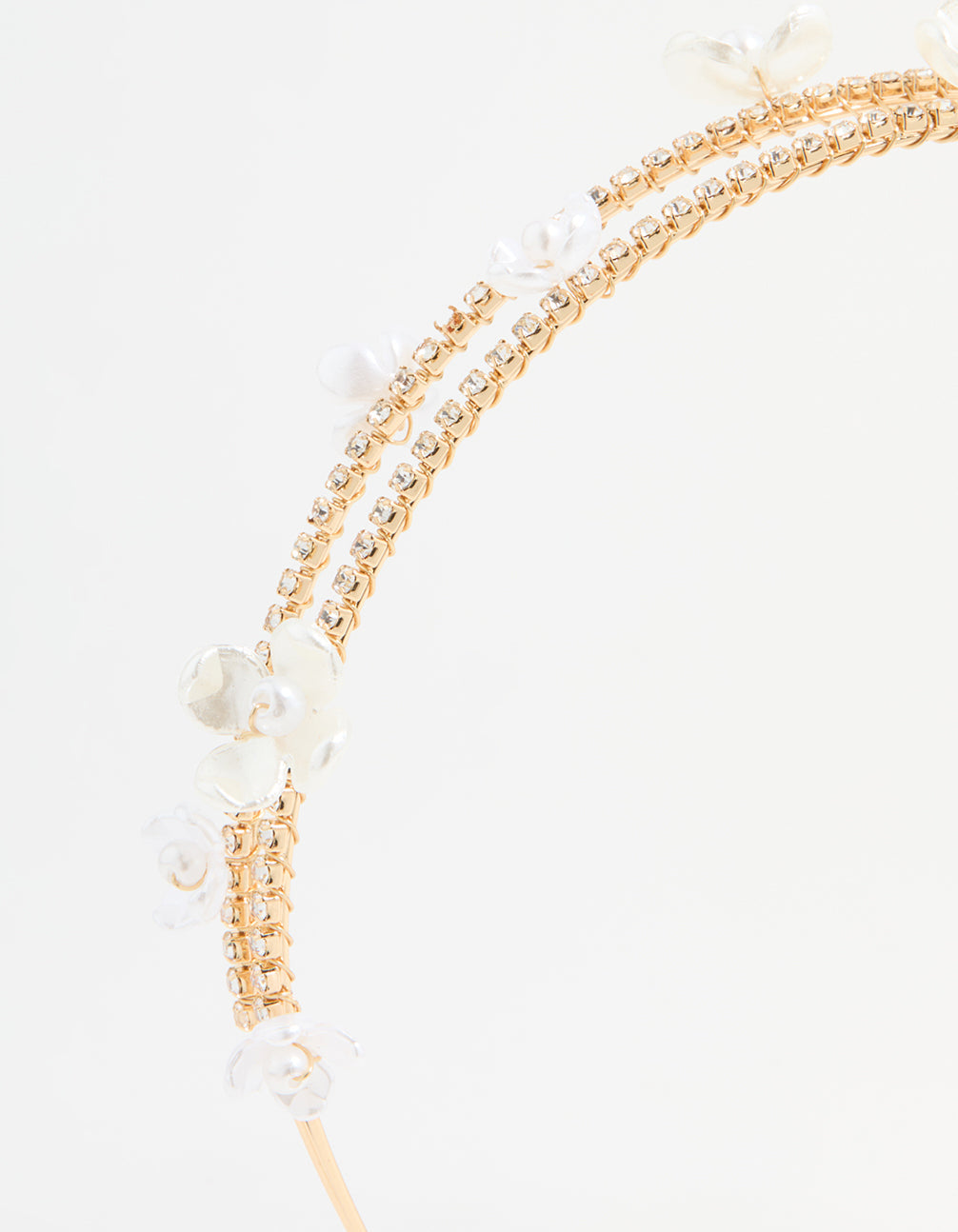 Gold Plated Pearl Layered Flower Headband
