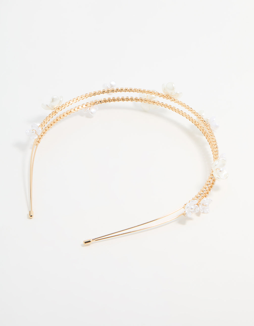 Gold Plated Pearl Layered Flower Headband