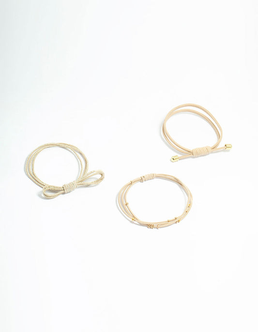 Fabric Lurex Bow Hair Ties 3-Pack