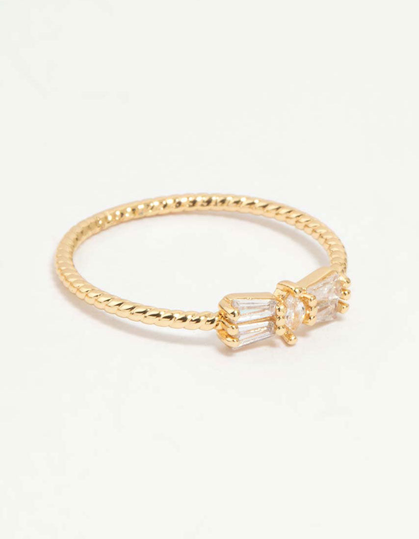 Gold Plated Bow & Mini Heart Stacking Rings 3-Pack
