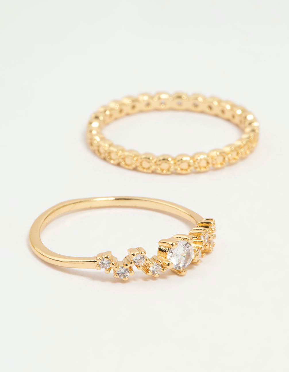 Gold Plated Squiggle & Rope Rings 5-Pack
