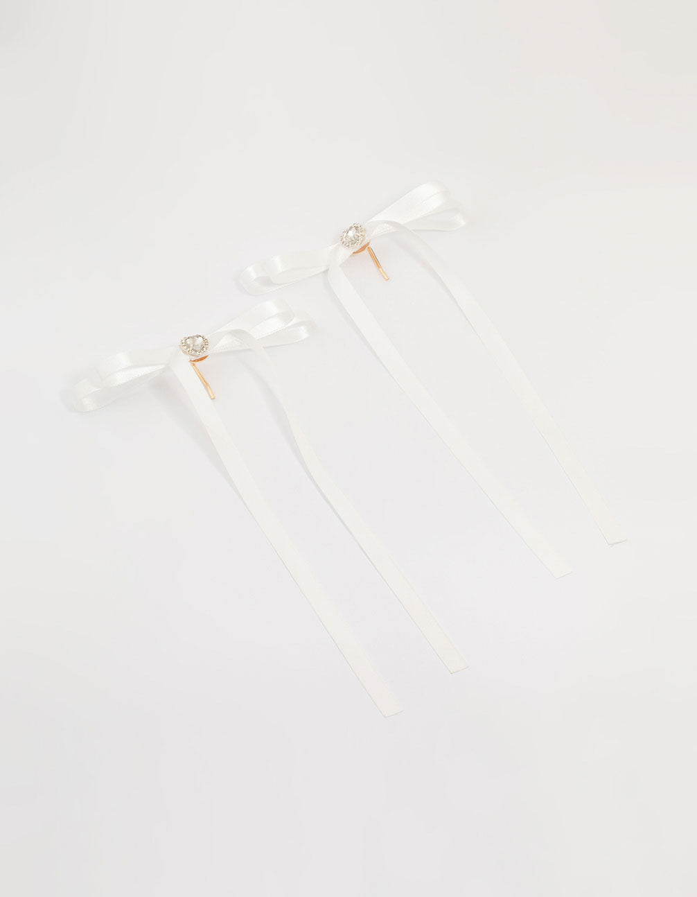 White Fabric Heart Ponytail Hair Hooks 2-Pack