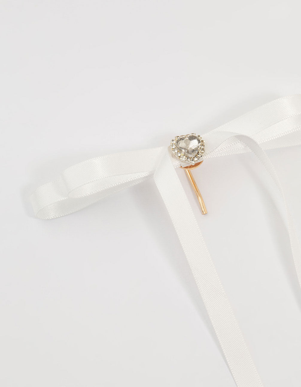 White Fabric Heart Ponytail Hair Hooks 2-Pack