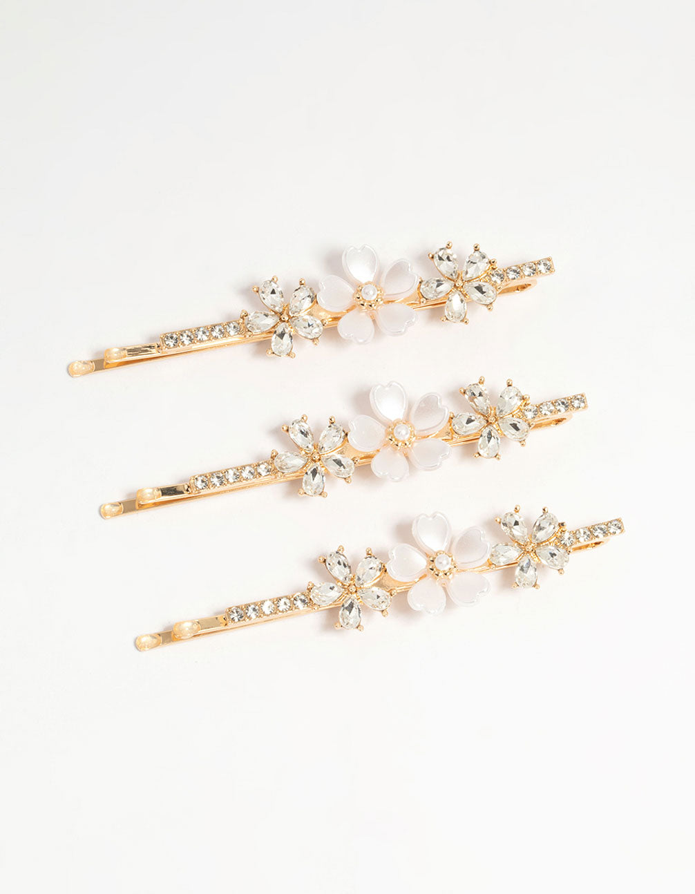 Gold Acrylic Flower Hair Slides 3-Pack