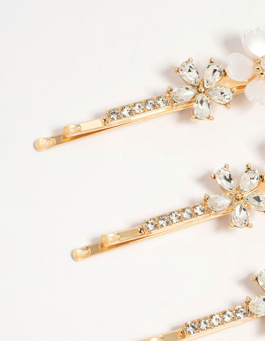 Gold Acrylic Flower Hair Slides 3-Pack
