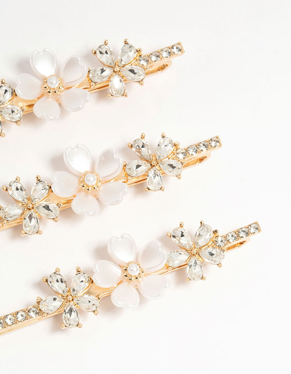 Gold Acrylic Flower Hair Slides 3-Pack