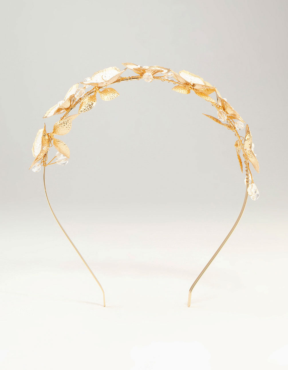 Gold Pearl & Painted Flowers Headband