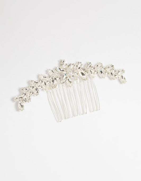 Silver Diamante Large Marquise Hair Comb