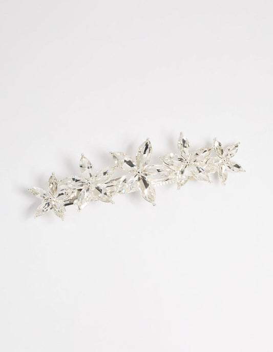 Silver Diamante Graduating Flower Hair Clip