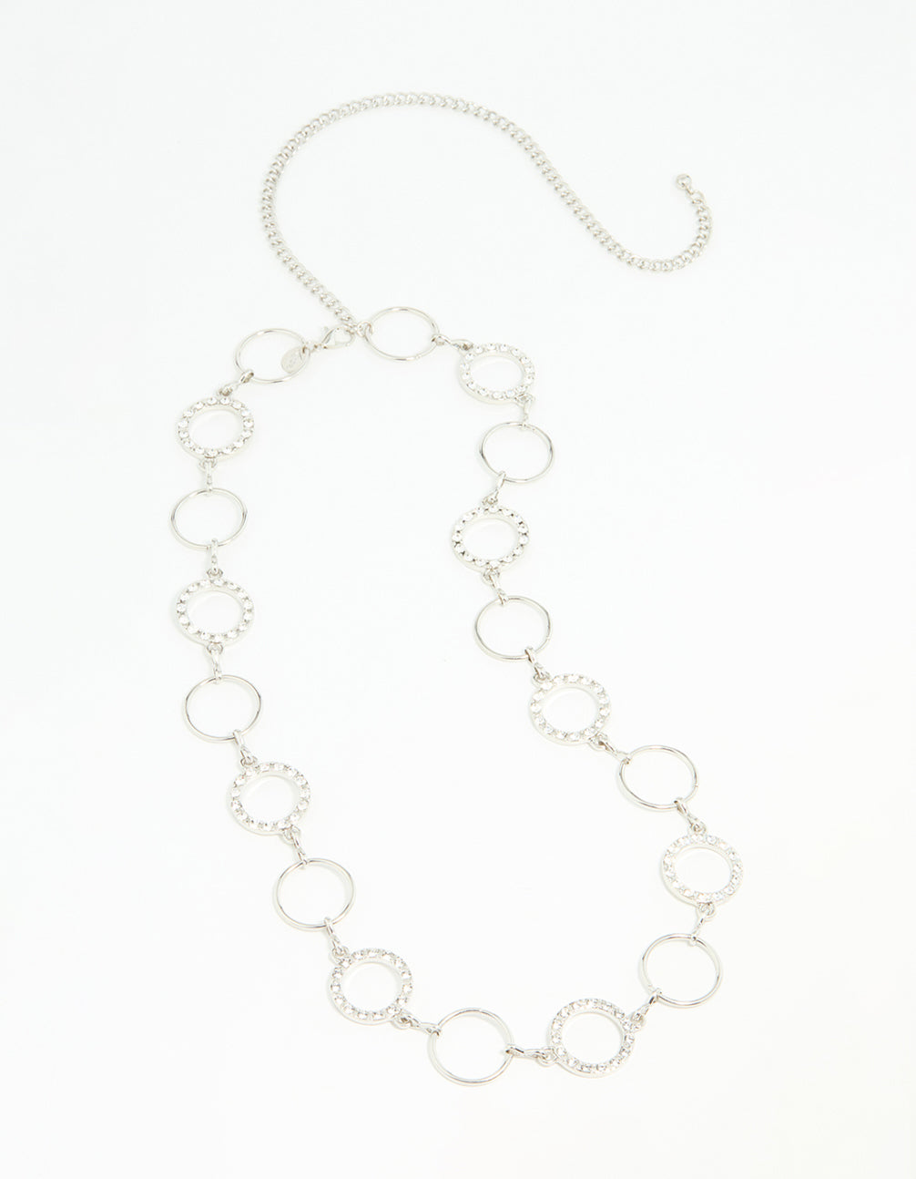 Silver Diamante & Plain Circle Belt