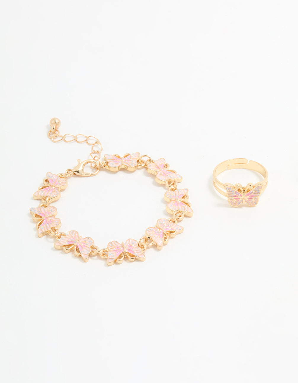 Kids Gold Butterfly Bracelet & Ring Set