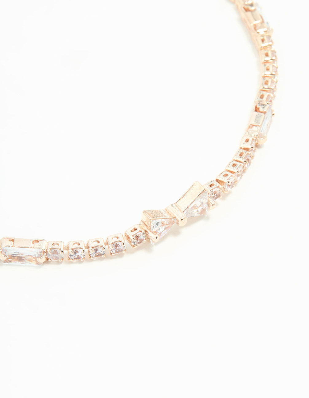 Rose Gold Plated Cubic Zirconia Mini Bow Tennis Bracelet