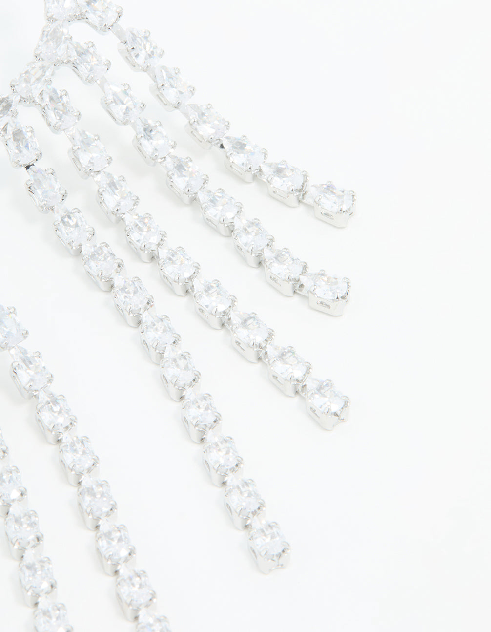 Silver Cubic Zirconia Long Pear Drop Earrings