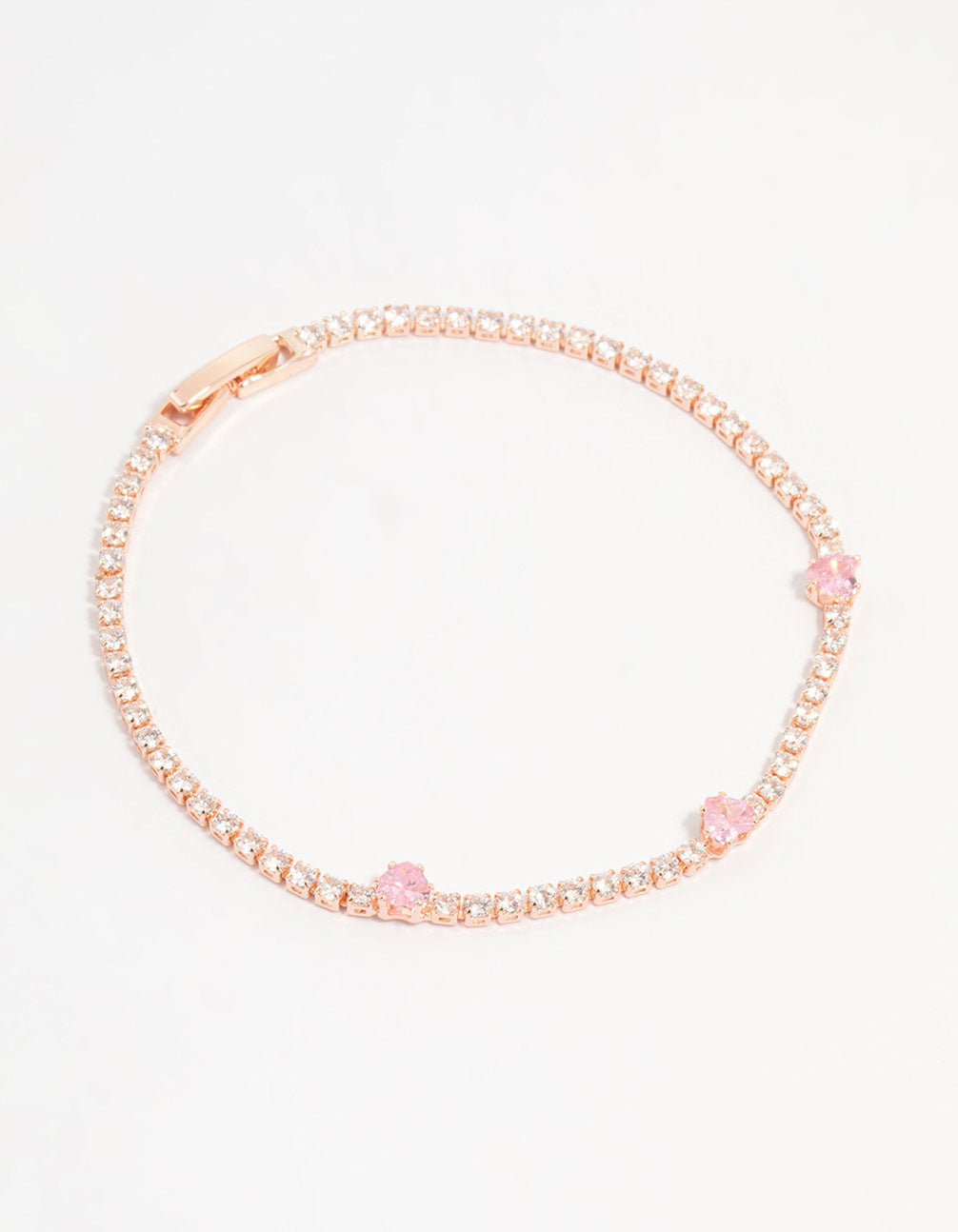 Rose Gold Pink Cubic Zirconia Heart Bracelet