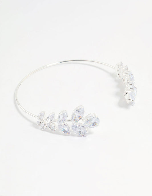 Silver Cubic Zirconia Marquise Vine Wrist Cuff