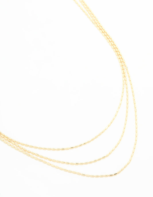 Gold Plated Thin Chain Layered Necklace