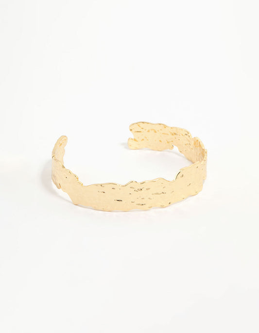 Gold Plated Organic Hammered Wrist Cuff