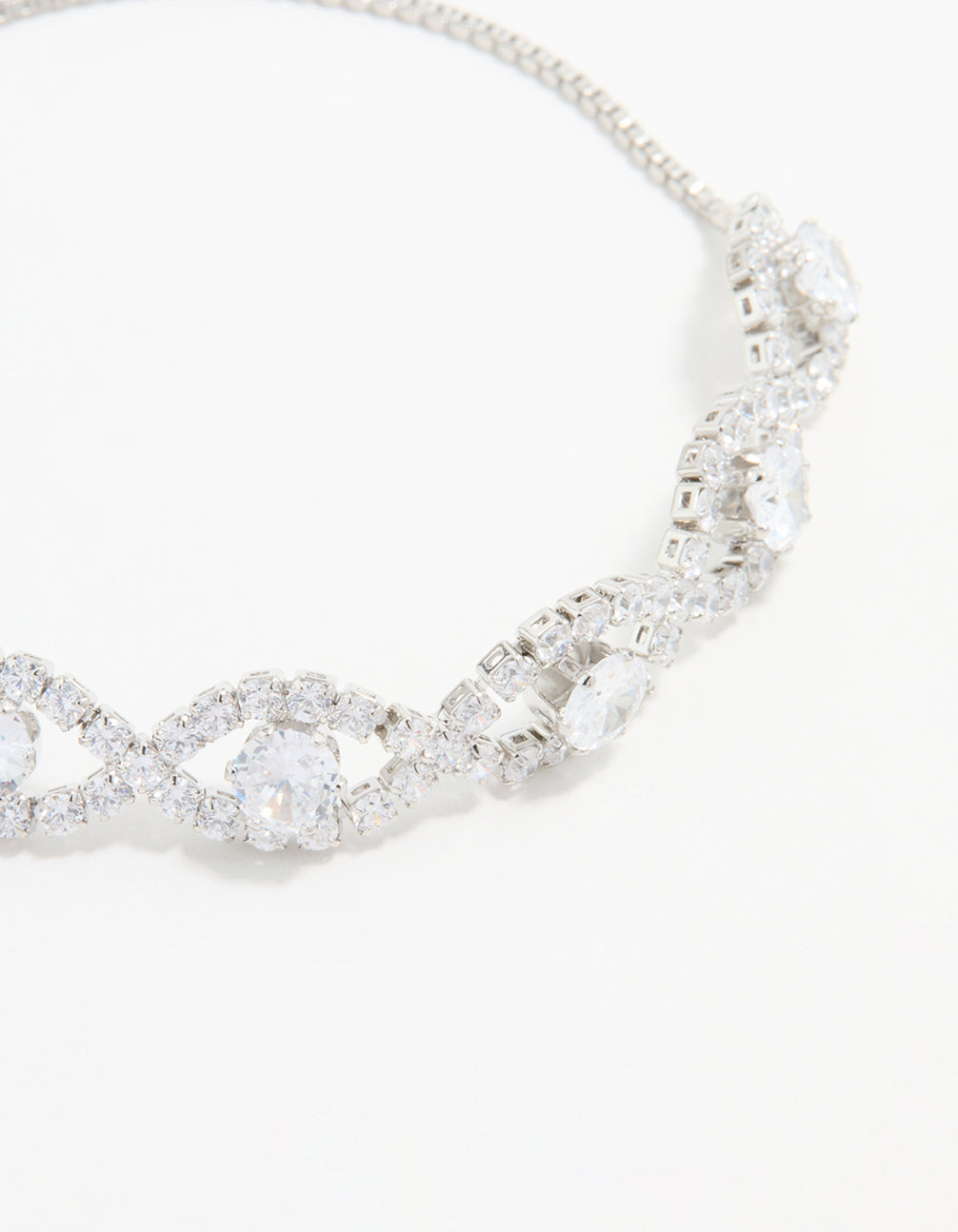 Silver Cubic Zirconia Evil Eye Toggle Bracelet