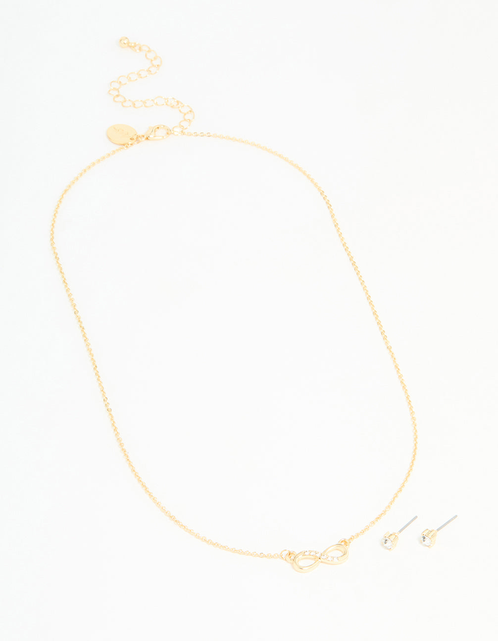 Gold Plated Infinity Pendant Necklace & Earrings Set