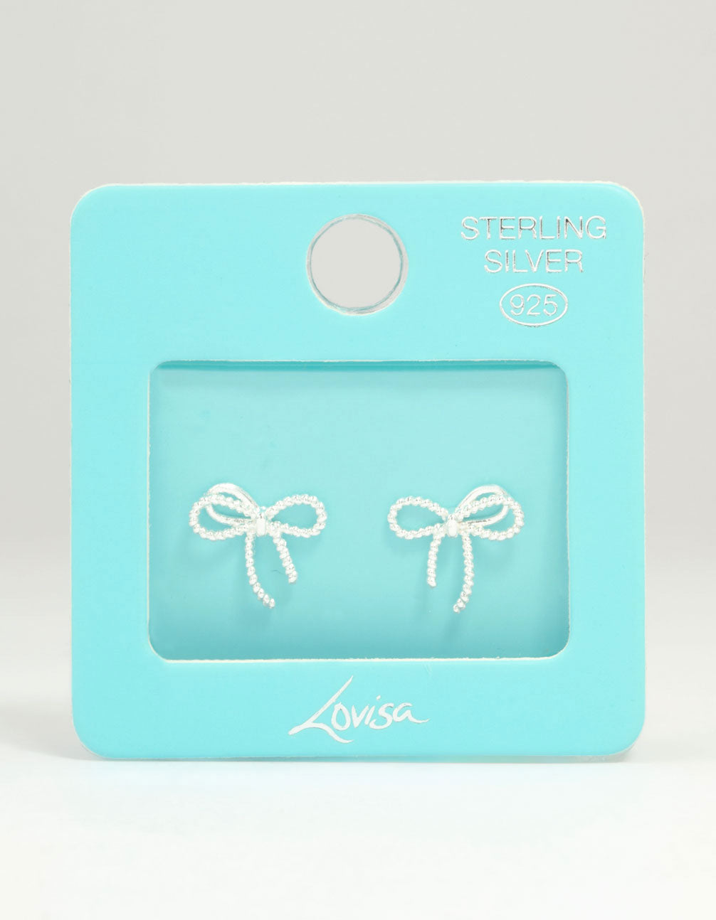 Sterling Silver Textured Thin Bow Stud Earrings