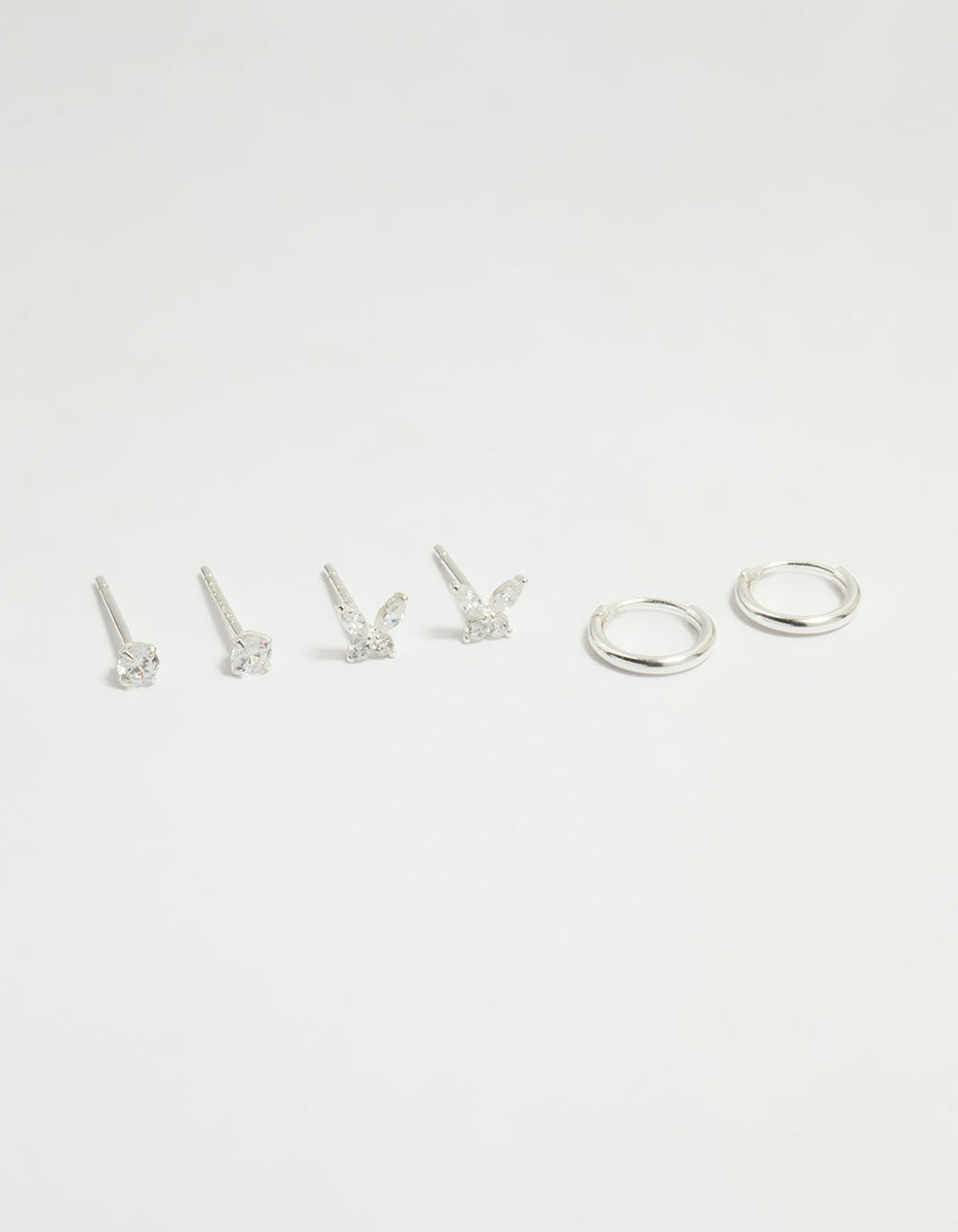 Sterling Silver Cubic Zirconia Butterfly Stud & Hoop Earrings 3-Pack