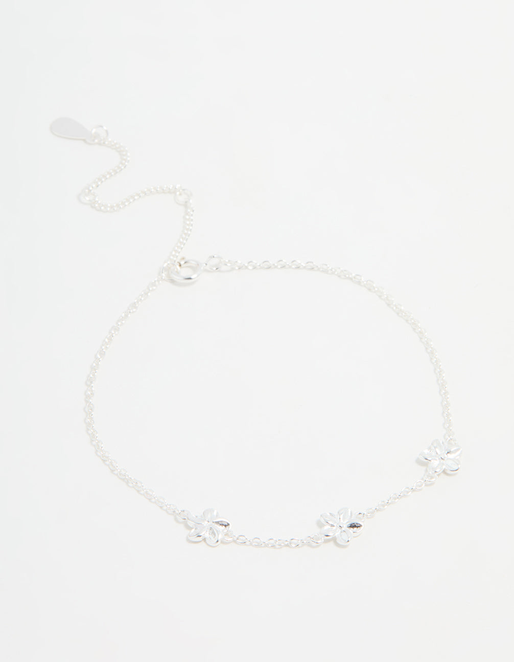 Sterling Silver Flower Trio Bracelet