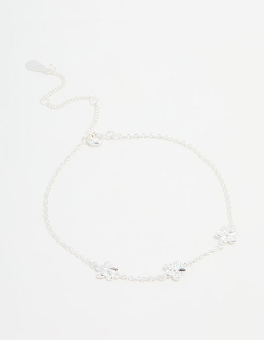 Sterling Silver Flower Trio Bracelet