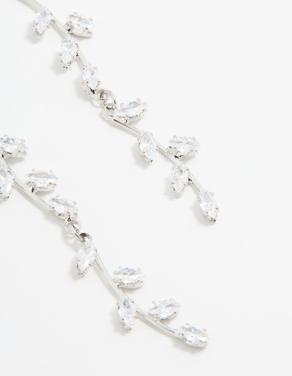 Silver Cubic Zirconia Vine Drop Earrings