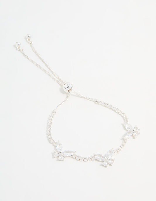 Silver Cubic Zirconia Butterfly Bracelet