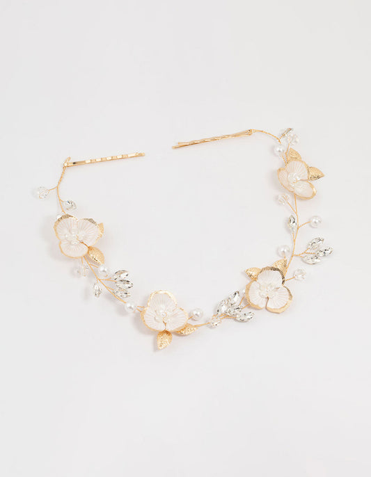 Gold Painted Flower Drop Earrings
