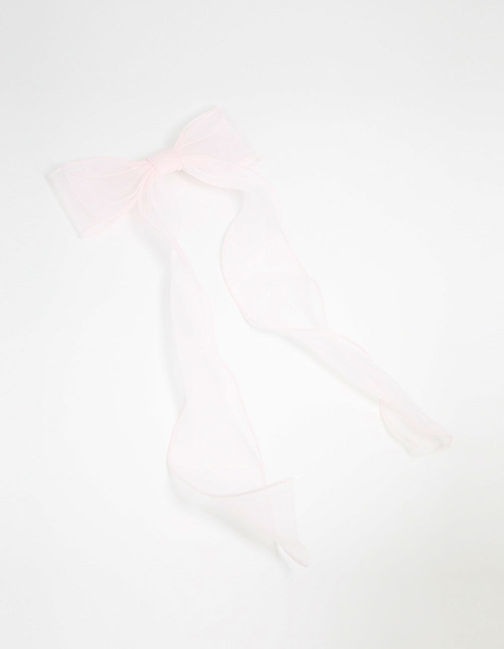 Pink Organza Fabric Curl Bow Hair Clip