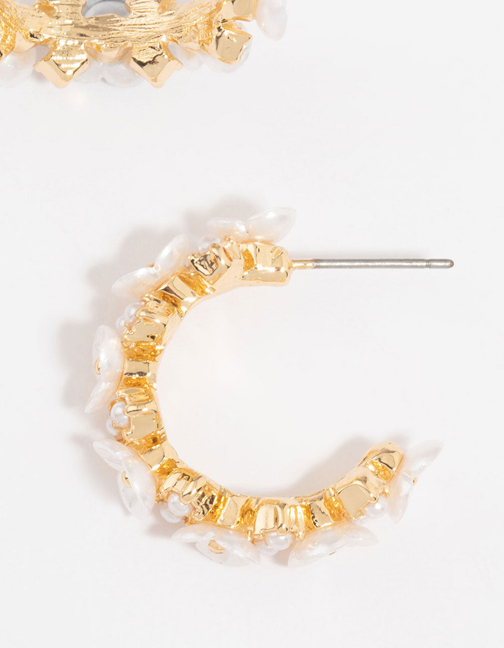 Gold Plated Cubic Zirconia Flower Chunky Hoop Earrings