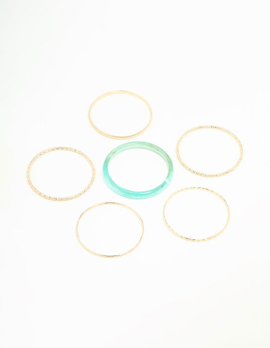 Gold & Acrylic Twisted Bangles 6-Pack