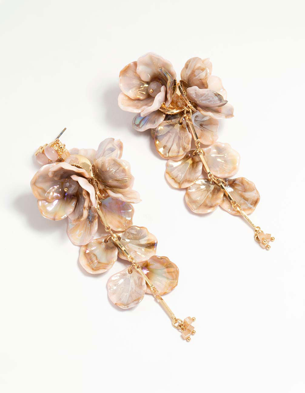 Rose Gold Acrylic Petal Drop Earrings