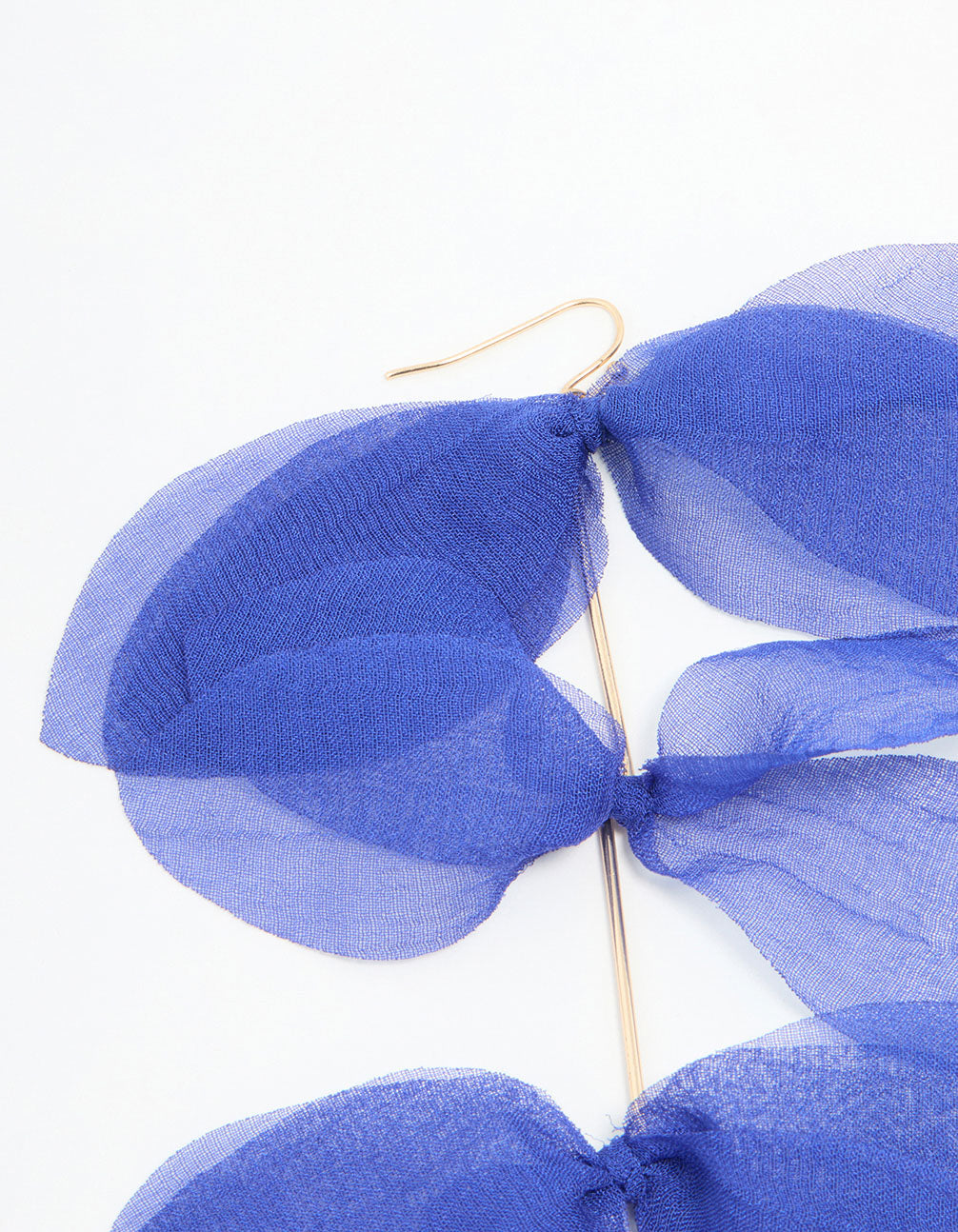Blue Fabric Layered Petal Drop Earrings