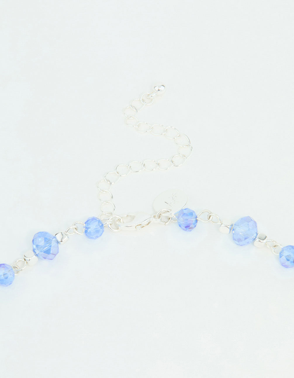 Silver Crater Hoop & Blue Beaded Necklace