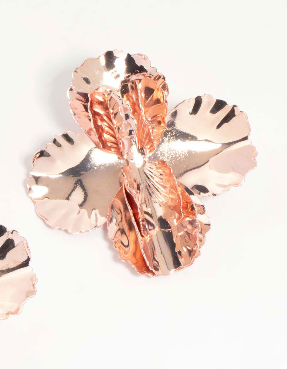Rose Gold Hammered Flower Stud Earrings