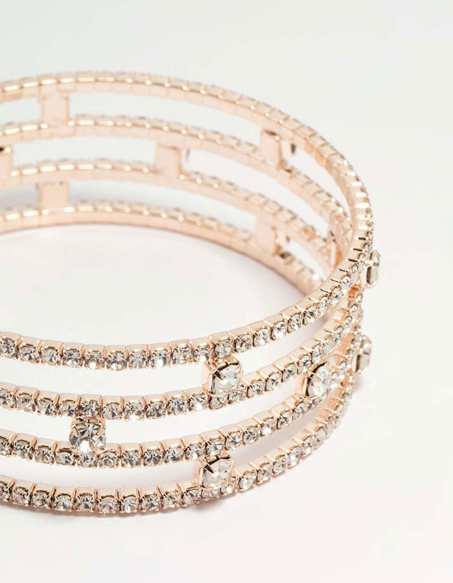 Rose Gold Cupchain Layered Wrist Cuff